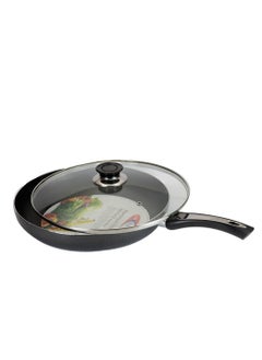 KAWASHI Aluminium Non-stick Opera Frypan With Glass Lid Black 30CM  - Image 1