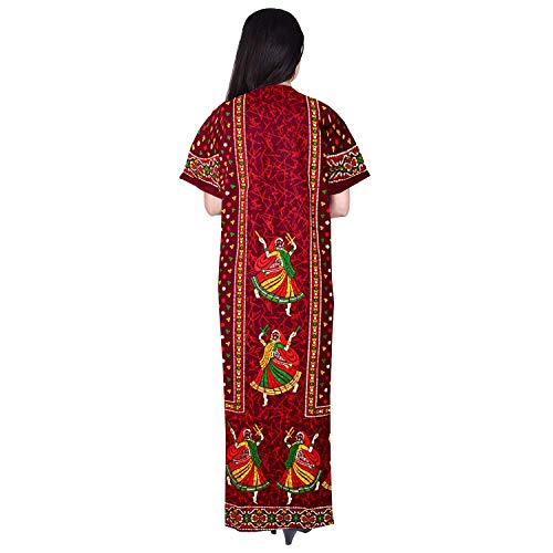 KBNBJ Nighty for Women Cotton Printed Maxi Gown Ankle Length Nighty Night Dress Gown for Women Maxi - Free Size (Pack of 2) (Free Size, Blue &Brown) - Image 5