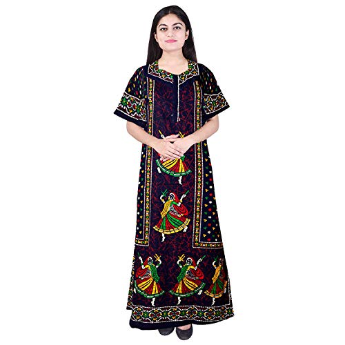 KBNBJ Nighty for Women Cotton Printed Maxi Gown Ankle Length Nighty Night Dress Gown for Women Maxi - Free Size (Pack of 2) (Free Size, Blue &Brown) - Image 2