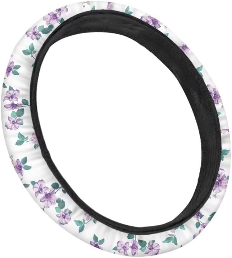 Car Steering Wheel Cover for Women and Men,Non-Slip Breathable Steering Wheel,Universal 14.5"-15" Fit for Cars and SUVs(Purple Wildflowers) - Image 3