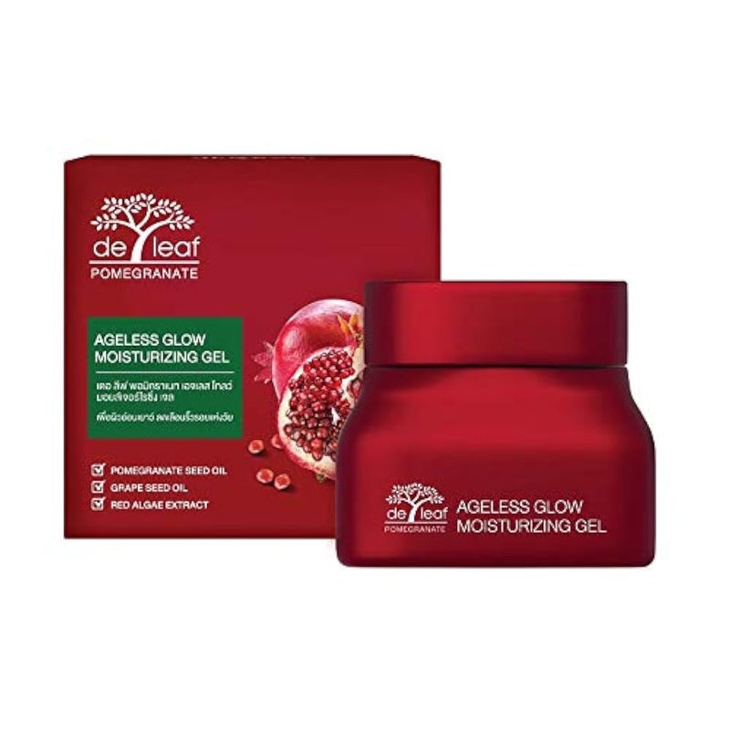 de leaf thanaka جل مضاد للشيخوخة من دي ليف ثاناكا بالرمان - يمتص بسرعة - مرطب ناعم - يرطب البشرة - جل مهدئ ومجدد - إشراقة شبابية للعناية بالبشرة، 1.3 أونصة سائلة / 40 مل