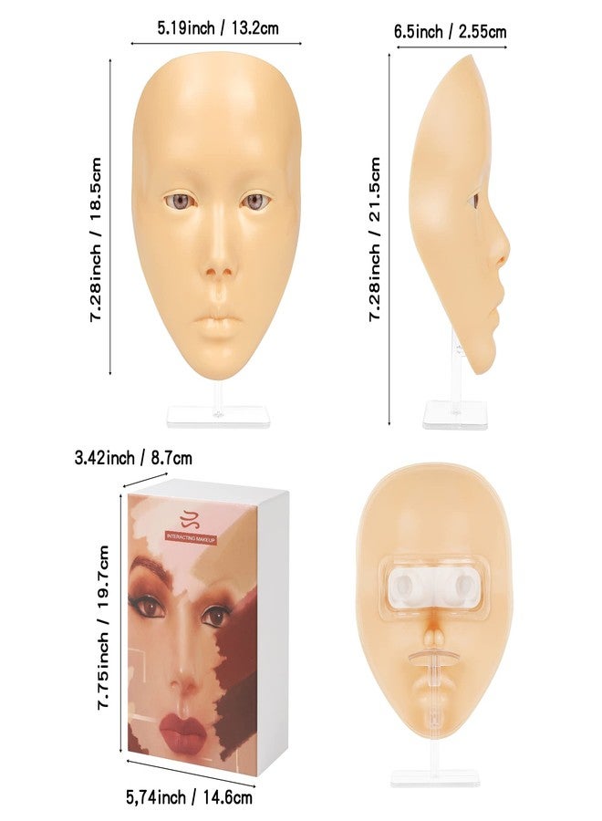 Bueuo Makeup Practice Face, 5D Reusable Silicone Make up Practice Board Mannequin Face with Makeup Brushes Sponge Set and Eyeshadow Board Kit for Emerging Artist, Girl's Gift, Yellow - Image 5