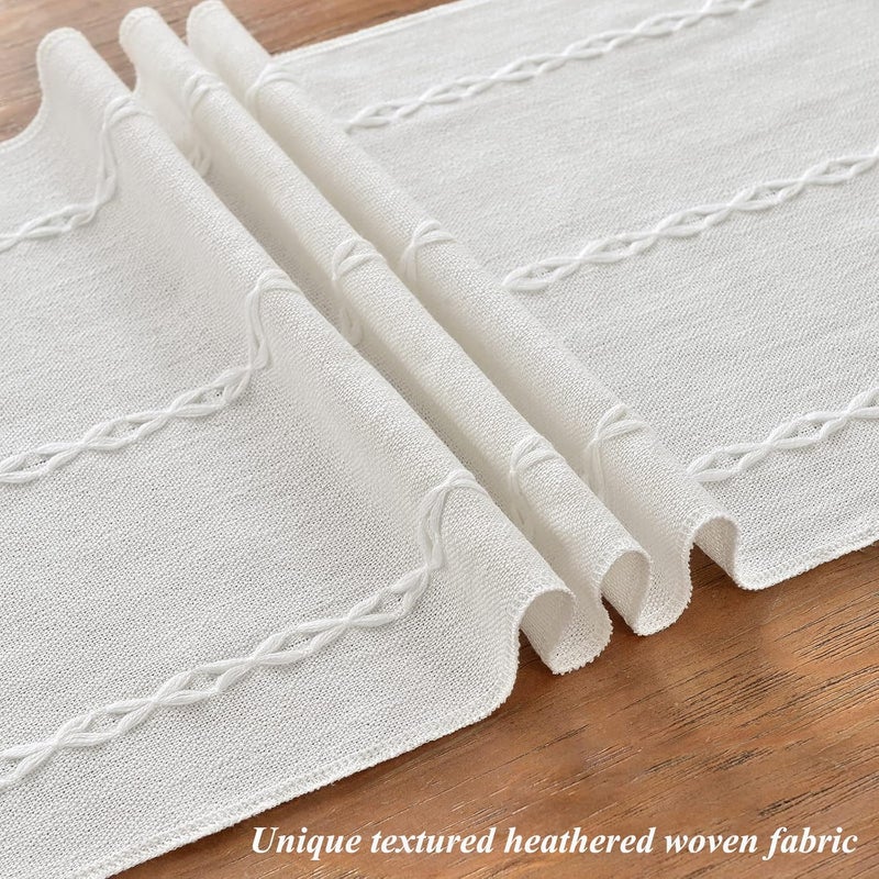 Rustic Linen Table Runner - 72 Inches Long with Hand-Tassels for Dining Room and Party Decor (White, 13"脳72") - Image 3