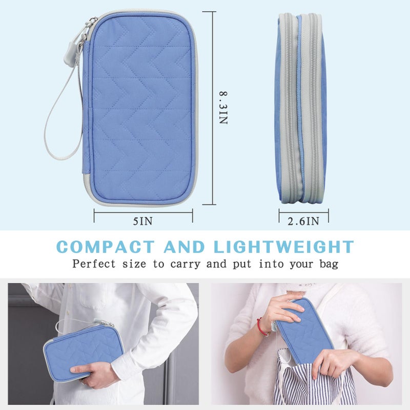 FYY Electronic Organizer, Travel Cable Organizer Bag Pouch Electronic Accessories Carry Case Portable Waterproof Double Layers All-in-One Storage Bag for Cable, Cord, Charger, Phone, Blue Pattern - Image 2
