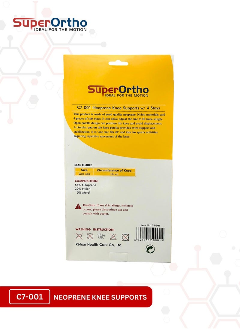 SuperOrtho Superortho Neoprene Knee Supports With 4 Stays Black (C7-001)  - Image 3