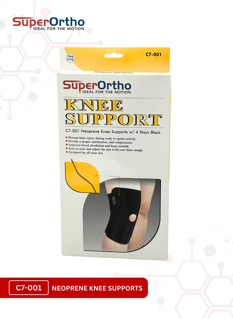 SuperOrtho Superortho Neoprene Knee Supports With 4 Stays Black (C7-001)  - Image 2