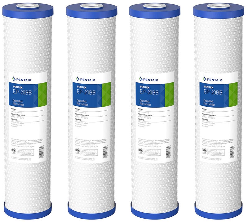 Pentek Pentair Pentek EP20BB Big Blue Carbon Water Filter 20Inch Whole House Carbon Block Replacement Cartridge with Bonded Powdered Activated Carbon PAC Filter 20 x 45 5 Micron Pack of 4 