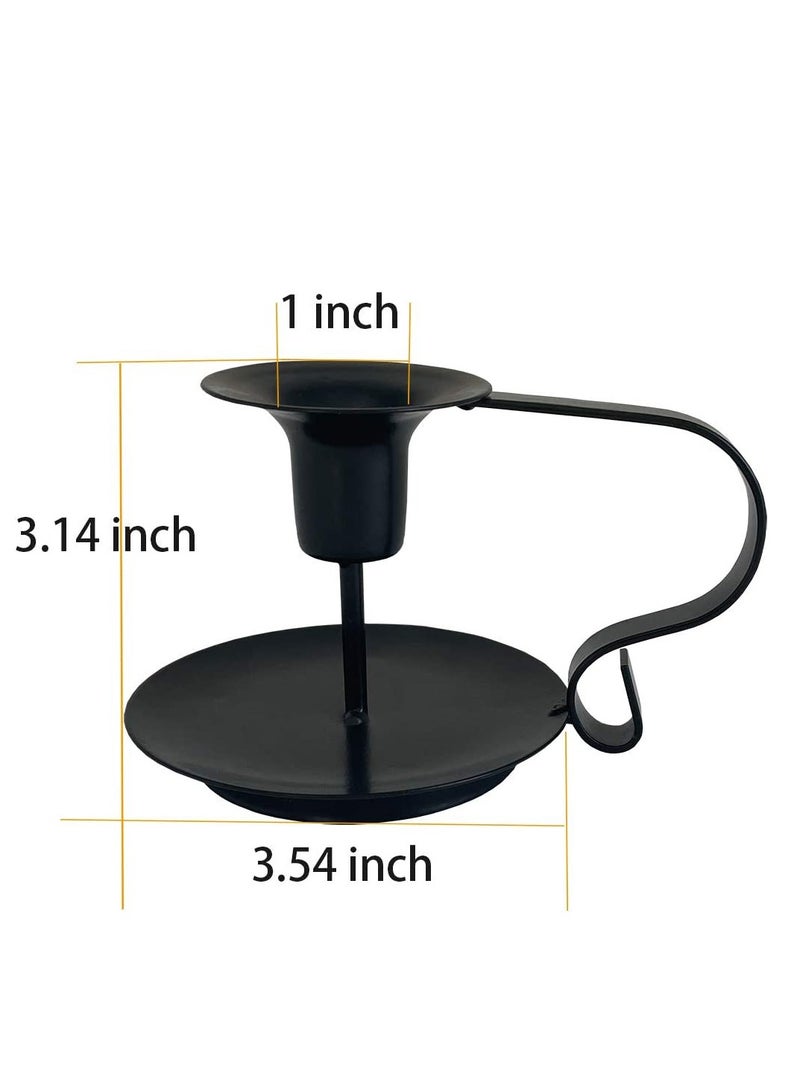 Excefore Retro Iron Taper Candle Holder Wrought Iron Taper Candle Holder Simple Candlestick Holders Fits Living Room Wedding Dinning Party Decorative Black 2Pcs - Image 2