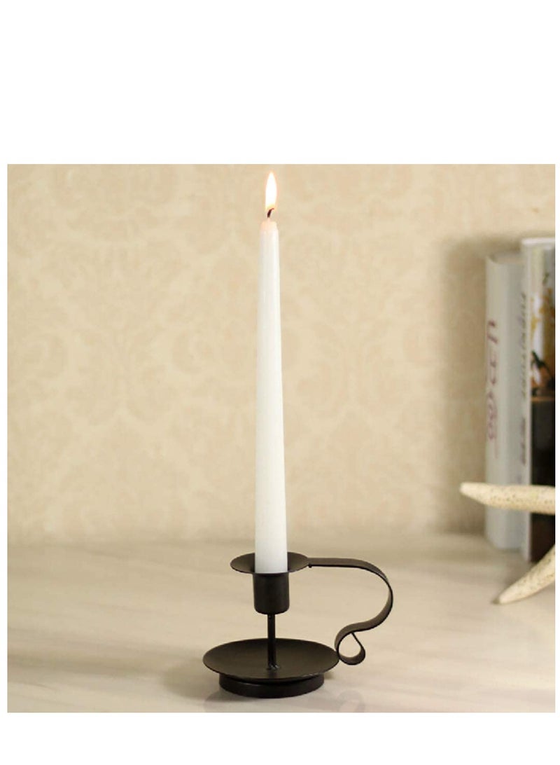 Excefore Retro Iron Taper Candle Holder Wrought Iron Taper Candle Holder Simple Candlestick Holders Fits Living Room Wedding Dinning Party Decorative Black 2Pcs - Image 3