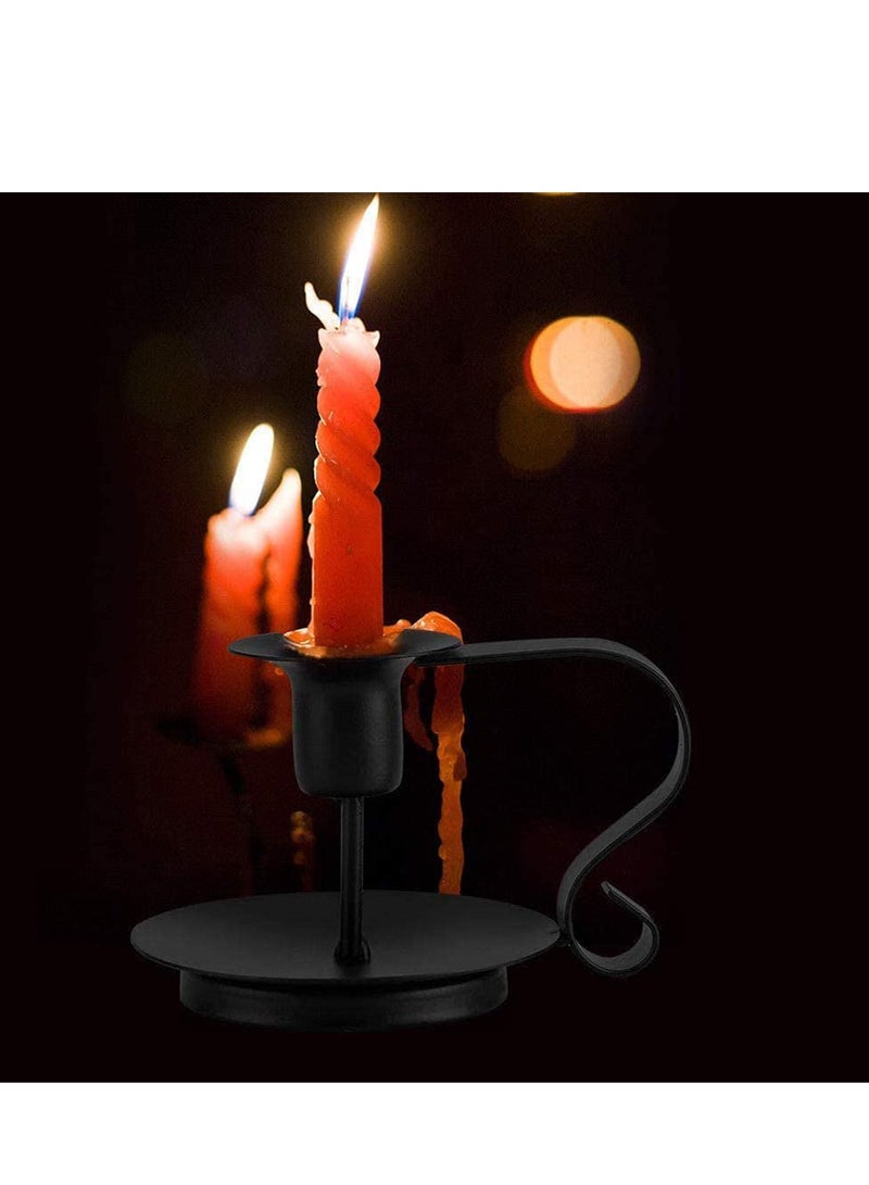 Excefore Retro Iron Taper Candle Holder Wrought Iron Taper Candle Holder Simple Candlestick Holders Fits Living Room Wedding Dinning Party Decorative Black 2Pcs - Image 5