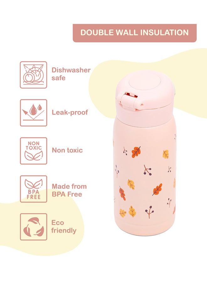 Double Wall Insulated School Water Bottle, Pink, 350 ML