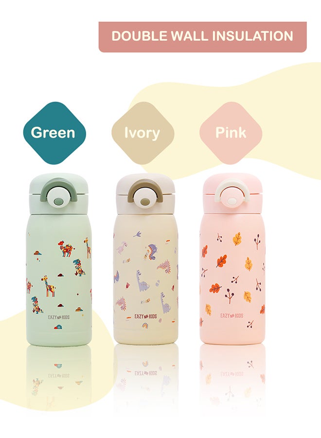 Double Wall Insulated School Water Bottle, Pink, 350 ML