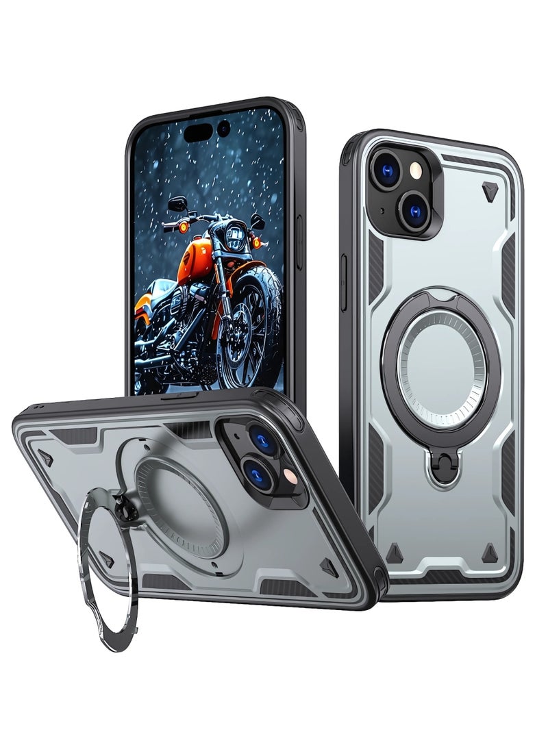 XLogiX for iPhone 15 Armoured Case with Built-in Kickstand | Heavy-Duty Protection | Shockproof | Slim Design | Compatible with MagSafe Accessories, ArmourX Series for iPhone 15 - GREY - Image 1