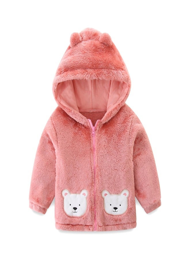 Bibimom Infant Snowsuit Hoodie Boy Girl Pink Plush Snug Lightweight Overcoat Sweatshirt - Image 1