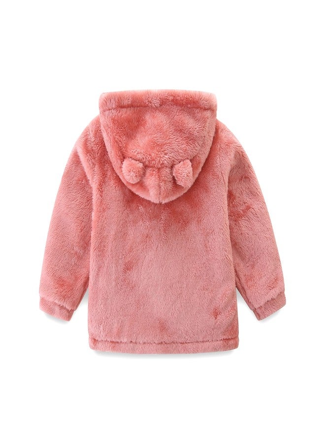 Bibimom Infant Snowsuit Hoodie Boy Girl Pink Plush Snug Lightweight Overcoat Sweatshirt - Image 4