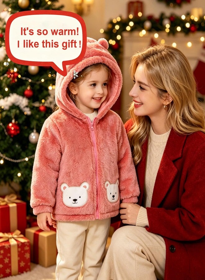 Bibimom Infant Snowsuit Hoodie Boy Girl Pink Plush Snug Lightweight Overcoat Sweatshirt - Image 5