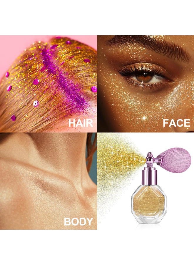 MIESCHER Glitter Highlighter Powder Spray 4 Colors, High Gloss Sparkle Shimmer Powder, Sparkle Powder Makeup Spray for Face Body Hair Women Cosmetic (03# Nude Pink) - Image 3