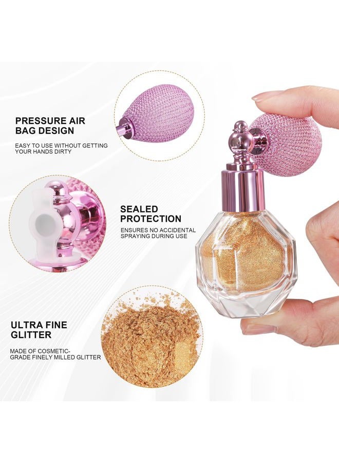 MIESCHER Glitter Highlighter Powder Spray 4 Colors, High Gloss Sparkle Shimmer Powder, Sparkle Powder Makeup Spray for Face Body Hair Women Cosmetic (03# Nude Pink) - Image 5