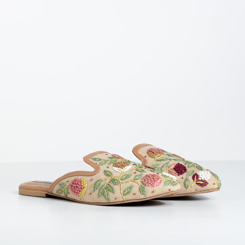 Crystalicious Sage Raffia Women Flat Handcrafted by Artisticas - Image 3