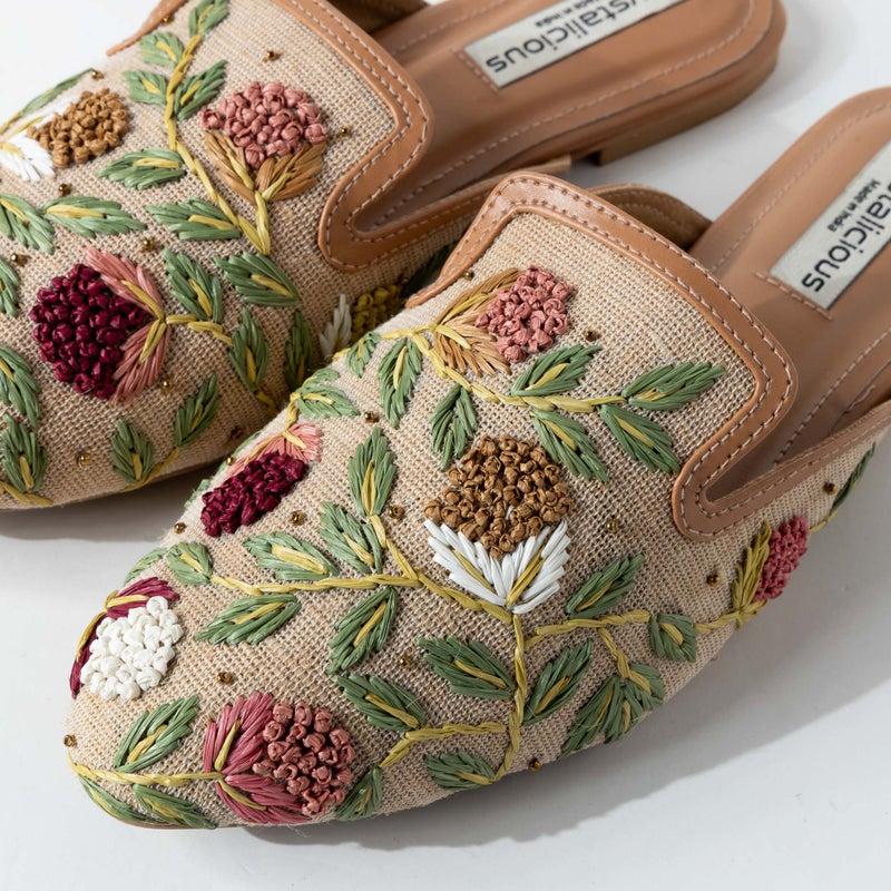 Crystalicious Sage Raffia Women Flat Handcrafted by Artisticas - Image 2