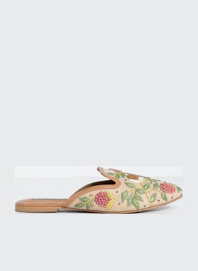 Crystalicious Sage Raffia Women Flat Handcrafted by Artisticas - Image 1