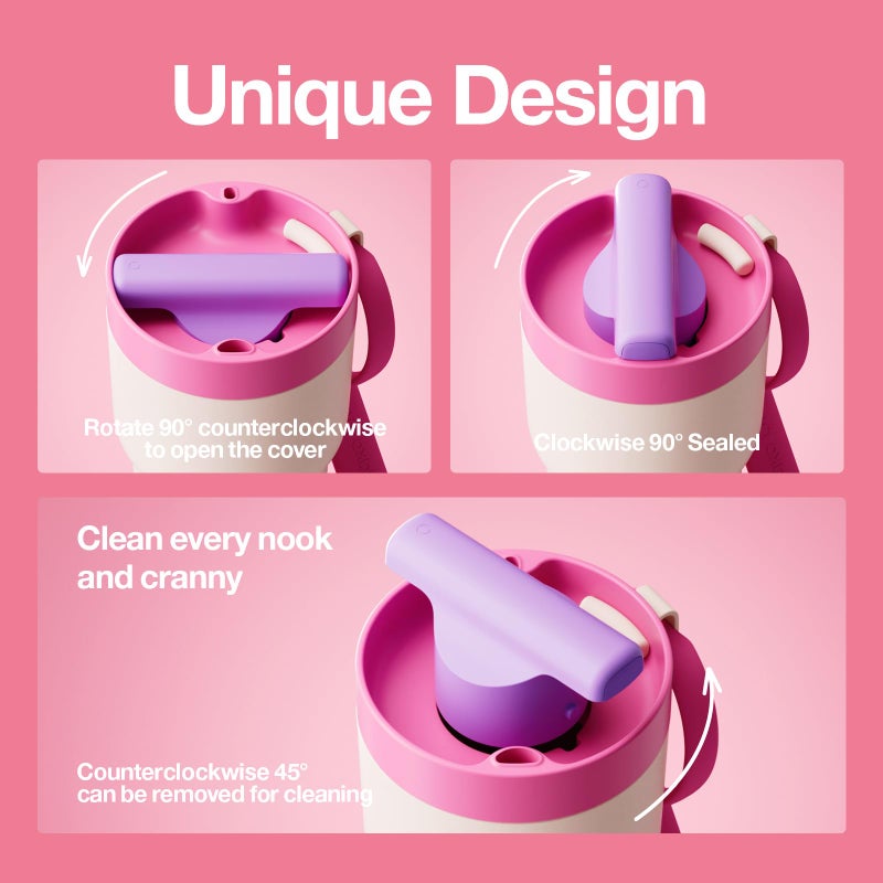 CHAKO LAB Stainless Steel Insulated Water Bottle with Two Drinking Ways | Twist Tumbler BPA-Free Leak-Proof | 17 oz Bottle with Ceramic coating | Rose - Image 3