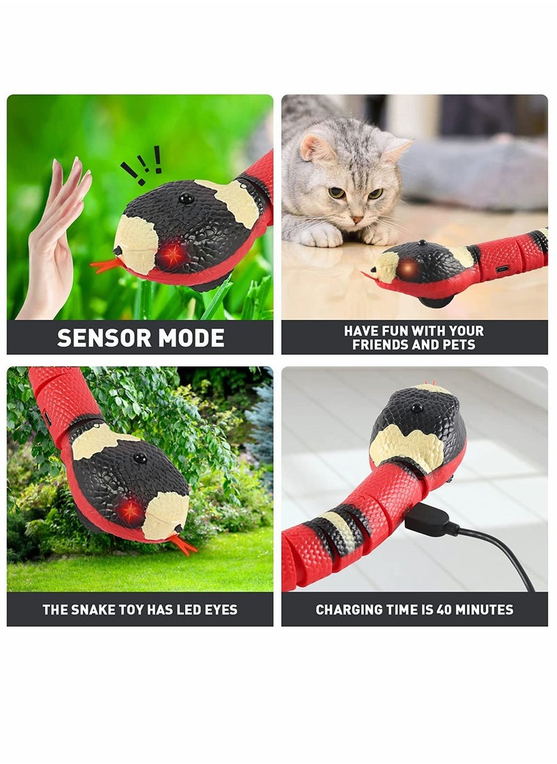 SYOSI - Interactive Cat Toy Snake, Realistic Simulation Smart Sensing Snake Toy, USB Rechargeable, Automatically Sense Obstacles and Escape, Tricky Snake Cat Toys for Indoor Cats Dogs (Pink) - Image 1