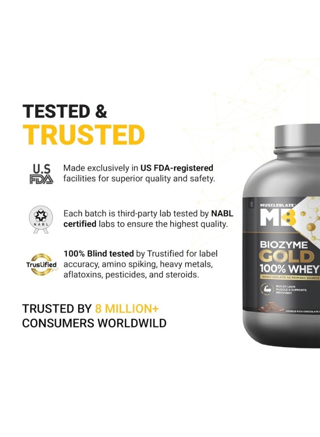 MuscleBlaze Biozyme Gold 100% Whey Protein Powder, Double Rich Chocolate (2kg / 4.4lbs) & Micronised Creatine Monohydrate CreAMP, Citrus Blast (30 Servings, 120g) | Combo Pack - Image 2