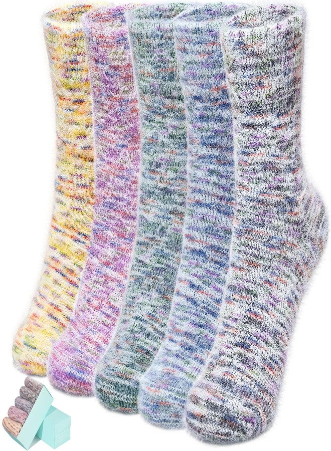 ICEIVY Womens Fuzzy Socks Thick Soft Warm Winter Fluffy Cozy Cabin 5 Packs Casual Home Sleep Socks with Gifts Box (US, Numeric, 5, 9, Regular, Regular, Multicolor-DMDR) - Image 1