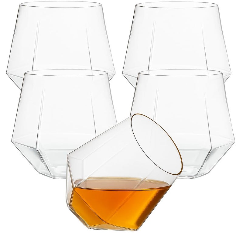 كؤوس نبيذ وشمبانيا وويسكي بلاستيكية غير قابلة للكسر 40 قطعة أنيقة ومتينة وقابلة للتخلص منها مثالية للاستخدام الداخلي والخارجي 12 أونصة شفافة