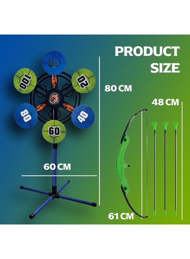 Graffic Giraffe Kids Bow And Arrow Set with Moving Shooting Target | Green, Bow Arrow Toy Set | Suction Cup Arrows and Quiver | Archery Toy Set with Bag | Outdoor Toys for Kids Boys & Girls Ages 5+ - Image 2