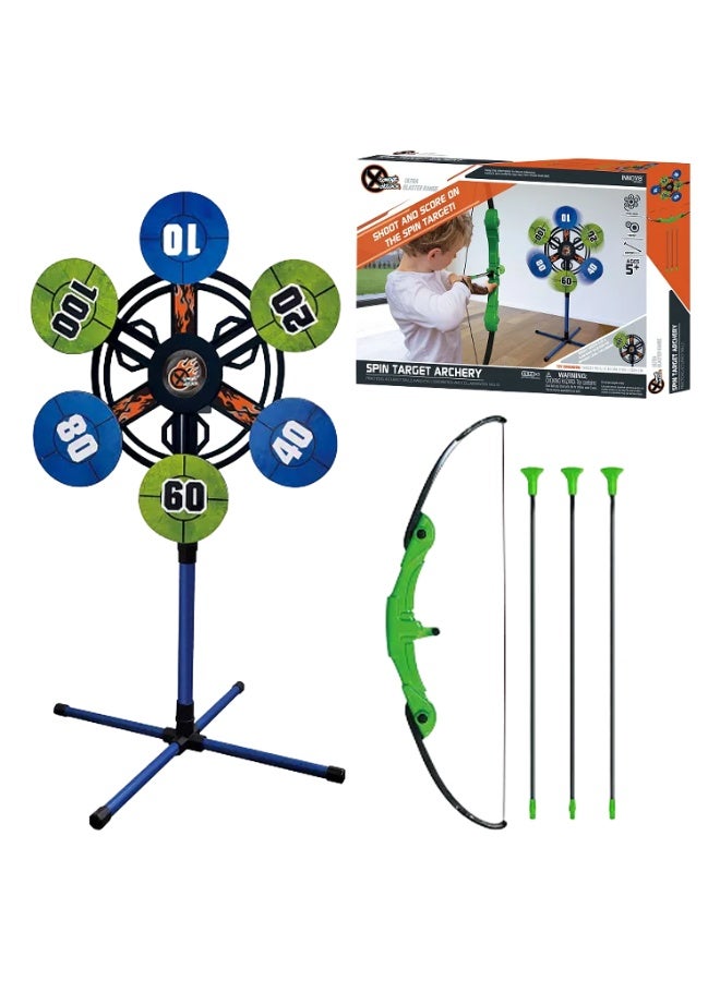 Graffic Giraffe Kids Bow And Arrow Set with Moving Shooting Target | Green, Bow Arrow Toy Set | Suction Cup Arrows and Quiver | Archery Toy Set with Bag | Outdoor Toys for Kids Boys & Girls Ages 5+ - Image 1