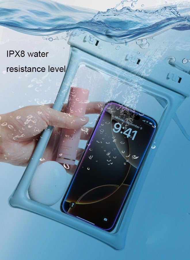 حجم كبير المحمول مقاومة للماء الرمال قضية، واضحة شاشة اللمس IPX8 حقيبة الهواتف المحمولة مقاومة للماء، حقيبة جافة مع الحبل، الانجراف الغوص السباحة حقيبة مقاومة للماء، 16 * 21 سم - Image 5