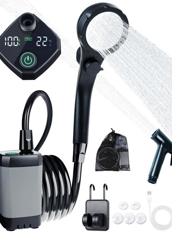 Beviliu دش محمول، دش محمول قابل لإعادة الشحن بسعة 6000 مللي أمبير للكامبنج مع كابل USB، دش خارجي، رأس دش محمول، معدات تخييم للسيارة، دش استحمام للكلاب، دش تخييم محمول - Image 1