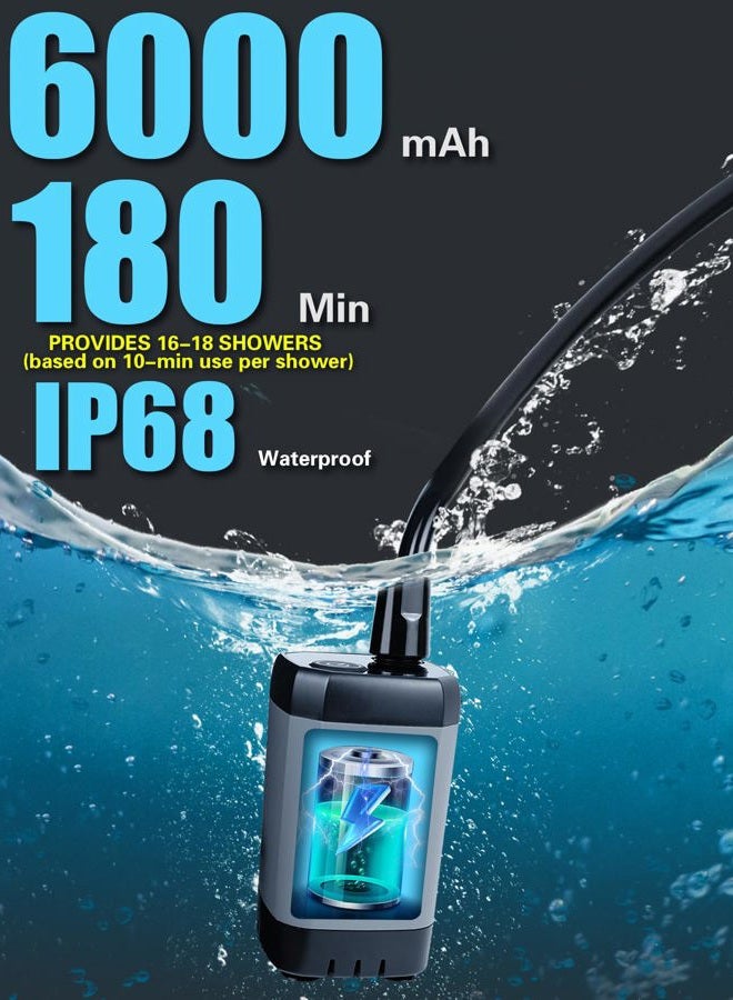 Beviliu دش محمول، دش محمول قابل لإعادة الشحن بسعة 6000 مللي أمبير للكامبنج مع كابل USB، دش خارجي، رأس دش محمول، معدات تخييم للسيارة، دش استحمام للكلاب، دش تخييم محمول - Image 2