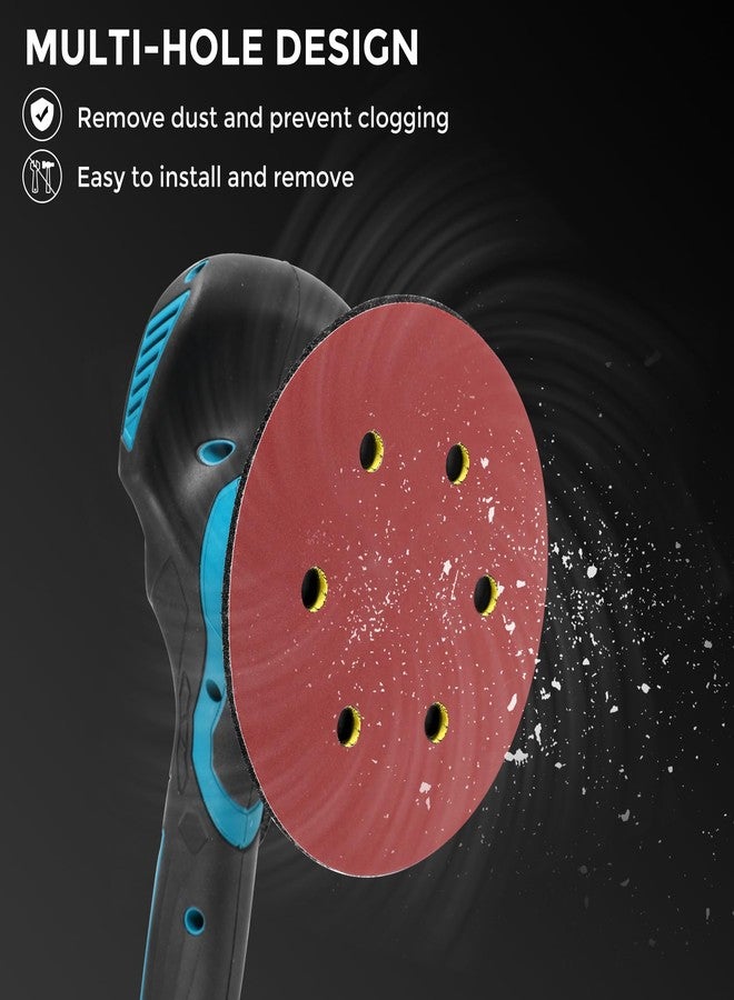 Kozelo 5 Pcs Sanding Disc 6 Inch 80 Grit 6 Hole Hook and Loop Random Orbital Sandpapers Suitable for Drywall Sander Wood Metal Furniture, Red - Image 5