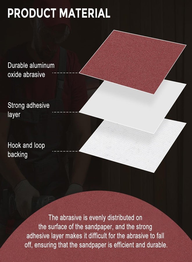 Kozelo 5 Pcs Sanding Disc 6 Inch 80 Grit 6 Hole Hook and Loop Random Orbital Sandpapers Suitable for Drywall Sander Wood Metal Furniture, Red - Image 4