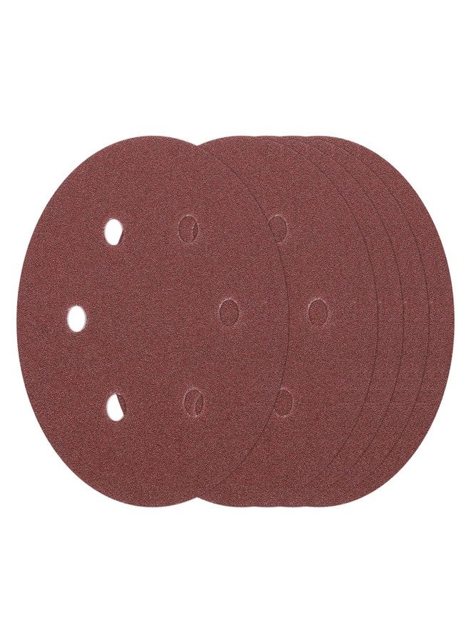 Kozelo 5 Pcs Sanding Disc 6 Inch 80 Grit 6 Hole Hook and Loop Random Orbital Sandpapers Suitable for Drywall Sander Wood Metal Furniture, Red - Image 1