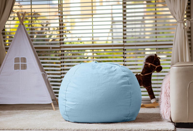 Wekapo Stuffed Animal Storage Bean Bag Chair Cover for Kids | Stuffable Zipper Beanbag for Organizing Children Plush Toys Large Premium Cotton Canvas (Solid Lightblue, X-Large) - Image 5