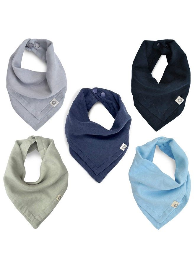 Kishu Baby Indi Gots Organic Muslin Baby Bandana Bibs 5 Pk 4 Way Reversible (Pacifica) - Image 1