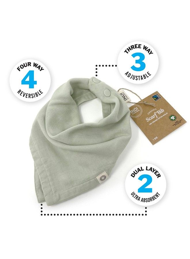 Kishu Baby Indi Gots Organic Muslin Baby Bandana Bibs 5 Pk 4 Way Reversible (Pacifica) - Image 4