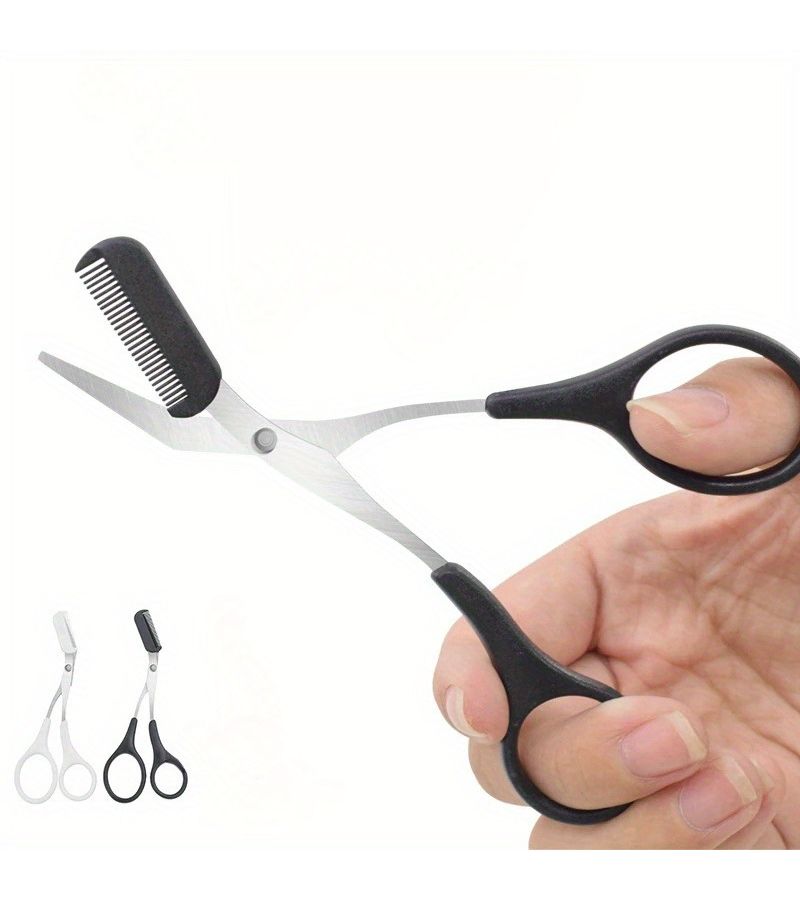 Stainless Steel Eyebrow Scissors With Comb And Trimmer Black - Image 2