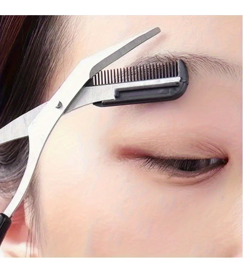 Stainless Steel Eyebrow Scissors With Comb And Trimmer Black - Image 3