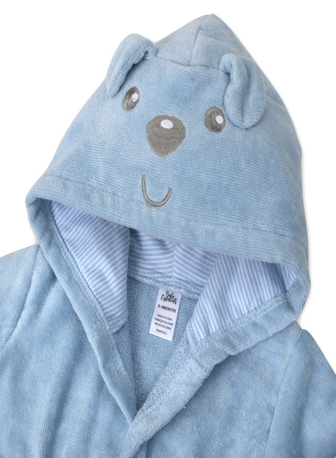 Baby Essentials Hooded Baby Animal Bathrobe with Tie Closure for Newborns and Infants 0-9 Months (US, Age, 0 Months, 9 Months, Bouncing Blue Pup) - Image 2