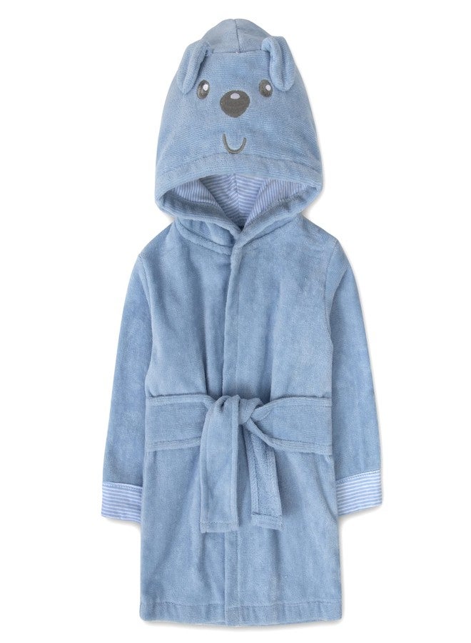 Baby Essentials Hooded Baby Animal Bathrobe with Tie Closure for Newborns and Infants 0-9 Months (US, Age, 0 Months, 9 Months, Bouncing Blue Pup) - Image 1