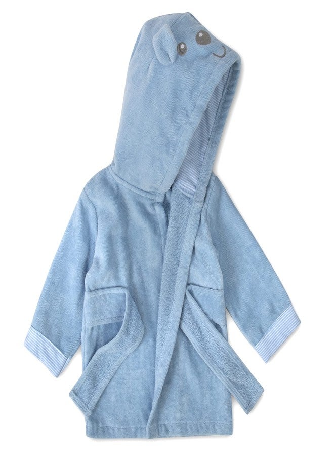 Baby Essentials Hooded Baby Animal Bathrobe with Tie Closure for Newborns and Infants 0-9 Months (US, Age, 0 Months, 9 Months, Bouncing Blue Pup) - Image 4