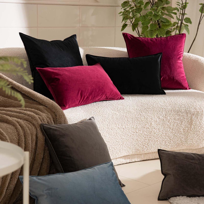 JUSPURBET Black Decorative Velvet Throw Pillow Covers 16x16 inch Set of 2 Broadside Soft Cushion Case with Invisible Zipper for Sofa Couch Bed - Image 3