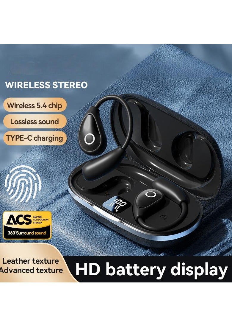 سماعات بلوتوث لاسلكية بتصميم خلف الأذن – موديل 2025 جديد، بطارية طويلة جداً، مريحة للاستخدام طوال اليوم، شاشة عالية الدقة، سماعات رياضية لاسلكية حقيقية مع مؤشر طاقة LED وإلغاء الضوضاء