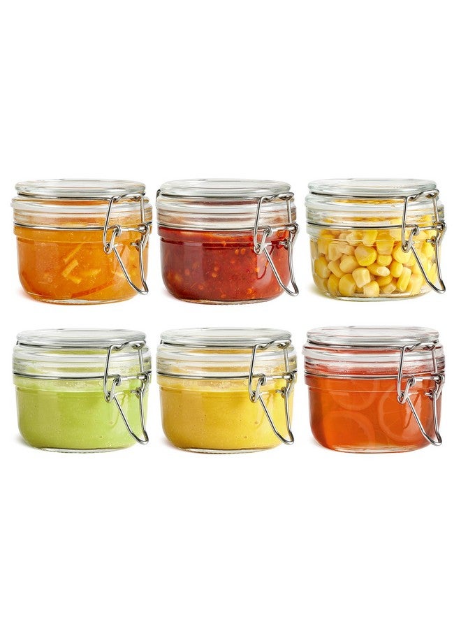 ComSaf 4oz Small Airtight Glass Jars Set of 6 with Lids Food Storage Jar Round, Mason Jar, Mini Storage Container with Clear Preserving Seal Wire Clip Fastening for Kitchen Canning, Jam, Spice, Honey - Image 1