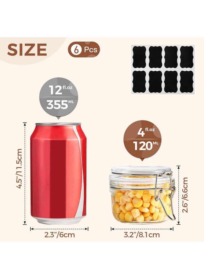 ComSaf 4oz Small Airtight Glass Jars Set of 6 with Lids Food Storage Jar Round, Mason Jar, Mini Storage Container with Clear Preserving Seal Wire Clip Fastening for Kitchen Canning, Jam, Spice, Honey - Image 2